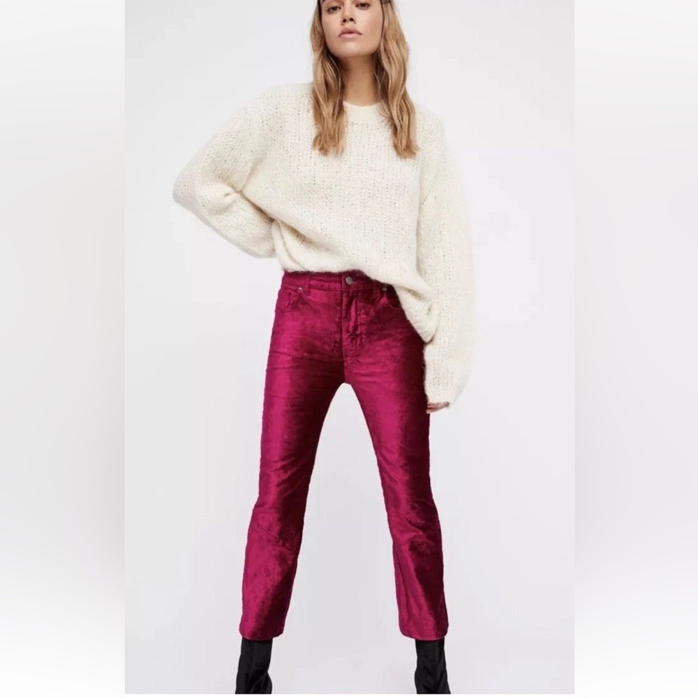 Free People Magenta Ankle Cropped Pants